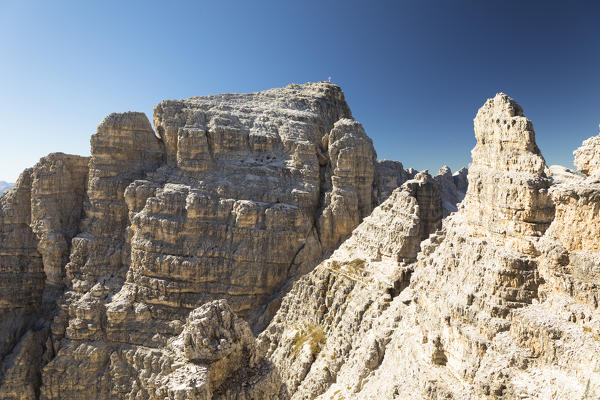 a summer view of the Paternkofel taken from the Peace Way (Via della Pace, Sextner Dolomites,  bolzano province, south tyrol, trentino alto adige, italy,