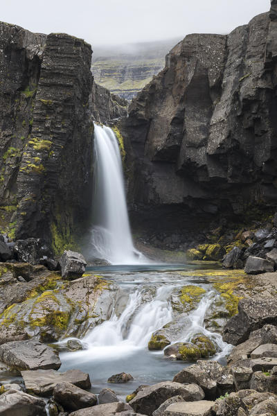 Folaldafoss waterfall along the road 939 for the Öxi Pass (Berufjörður, Eastern Region, Iceland, Europe)