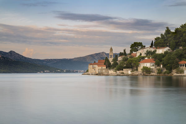 The Monastery Sveti Nikola at sunset (Korcula, Korcula Island, Dubrovnik-Neretva county, Dalmatia region, Croatia, Europe)