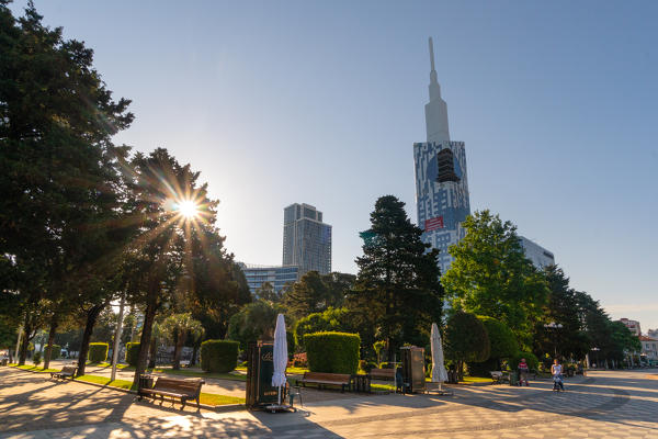 The seafront pedestrian green park area of Batumi. Batumi, Agiara region, Georgia.