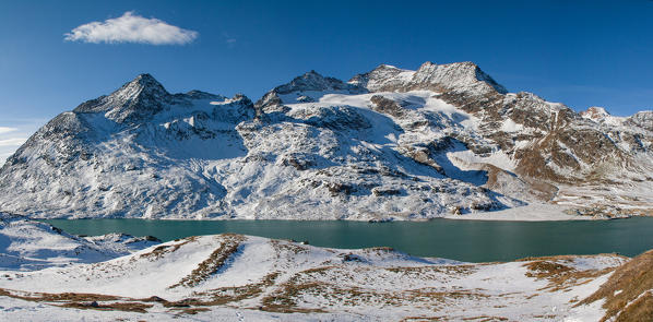 Bianco lake at Bernina pass in Switzerland