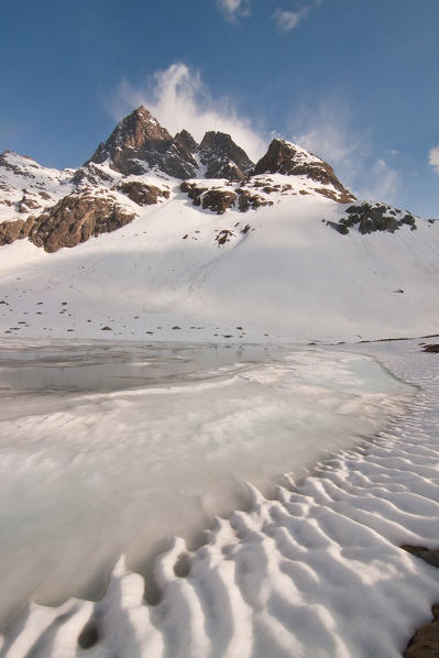 The thaw lake in Viola valley - Alta Valtellina, Italy