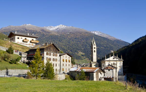 The town of San Nicolò in Valfurva, Sondrio district, Lombardy, Italian Alps