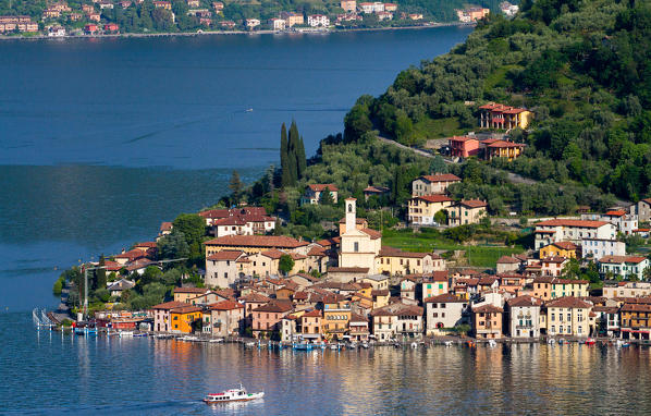 The town of Peschiera Maraglio, Lake Iseo, Lombardy, Itay, Europe