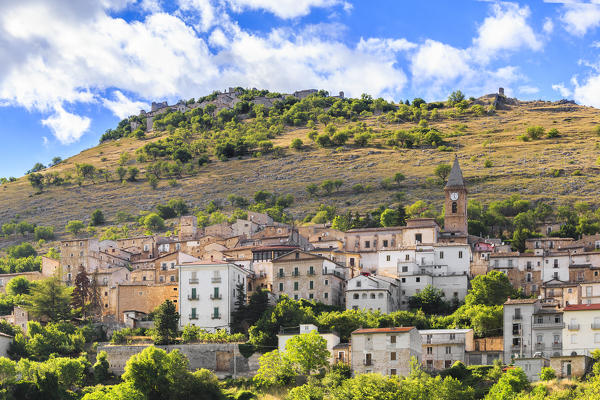 Old village of Calascio illuminated by the sun. Abruzzo, Italy.