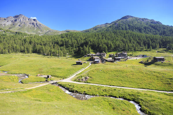 Summer at the village of Cheneil, Valtournanche, Aosta valley, Italy, Europe