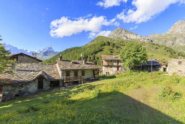 Traditional houses of Cheneil, Valtournanche, Aosta valley, Italy, Europe