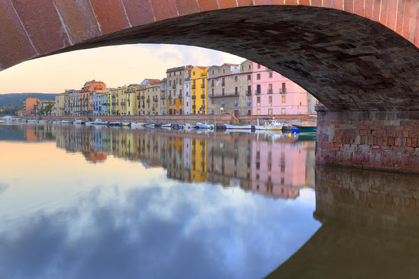 Colorful houses along the river. Bosa, Oristano province, Sardinia, Italy, Europe.