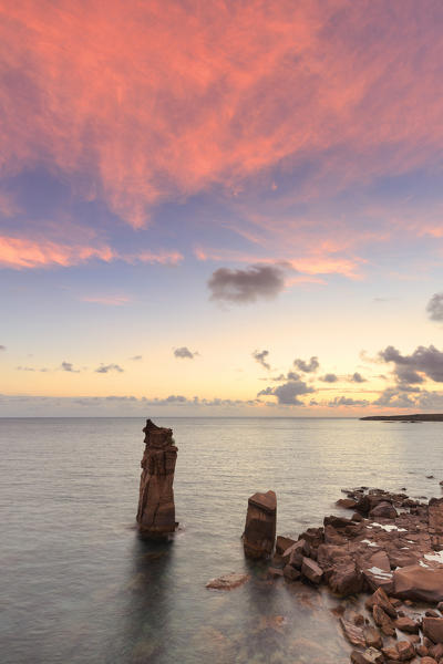 Sunset at Colonne di Carloforte, San Pietro Island, Sud Sardegna province, Sardinia, Italy, Europe.