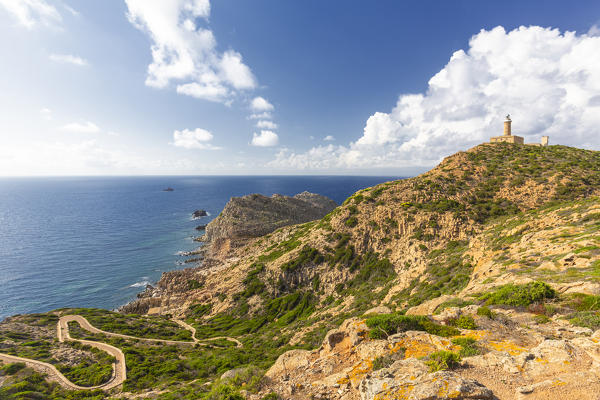 Lighthouse of Capo Sandalo, San Pietro Island, Sud Sardegna province, Sardinia, Italy, Europe.