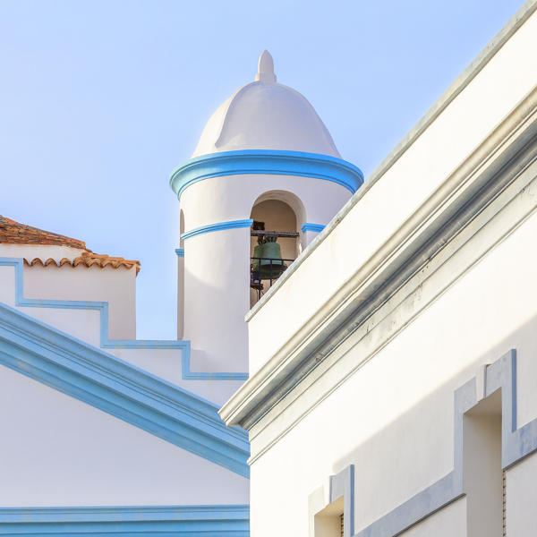White church of Calasetta village. Sant'Antioco Island, Sud Sardegna province, Sardinia, Italy, Europe.