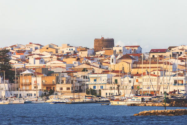 Village of Calasetta from the sea. Sant'Antioco Island, Sud Sardegna province, Sardinia, Italy, Europe.