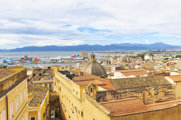 City of Cagliari from above, Cagliari province, Sardinia, Italy, Europe.