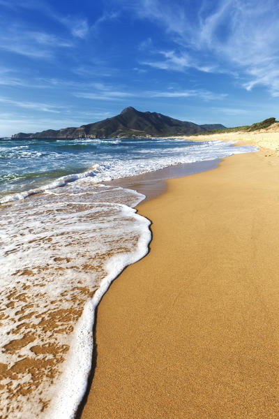 Waves on the sand beach of San Nicolò, Buggerru, Sud Sardegna province, Sardinia, Italy, Europe.