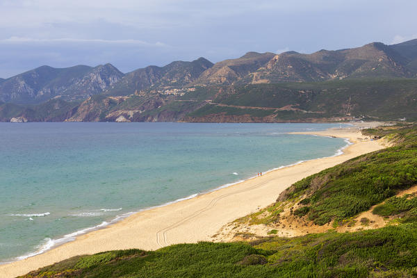 Beach of Porto Paglia from above, Gonnesa, Sud Sardegna province, Sardinia, Italy. Europe.