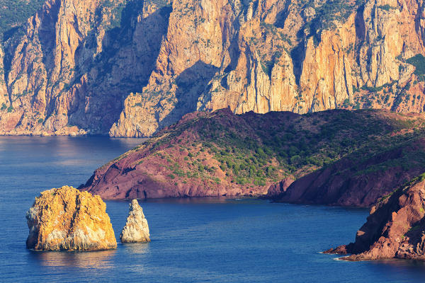 Rock coast of Nebida, Iglesias, Sud Sardegna province, Sardinia, Italy, Europe.