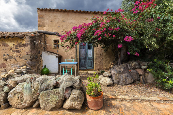 Traditional fishermen's house. Is Loccis Santus, San Giovanni Suergiu, Sud Sardegna province, Sardinia, Italy, Europe.