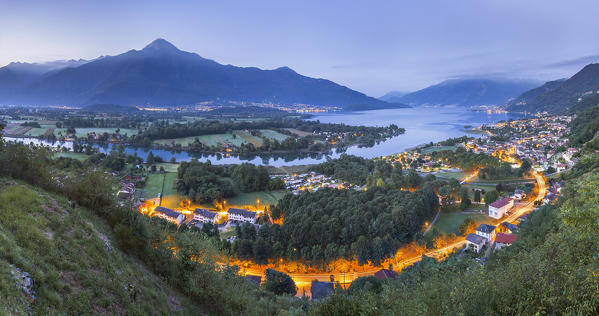 Panorama of Sorico village at dawn, lake Como, Como province, Lombardy, Italy, Europe