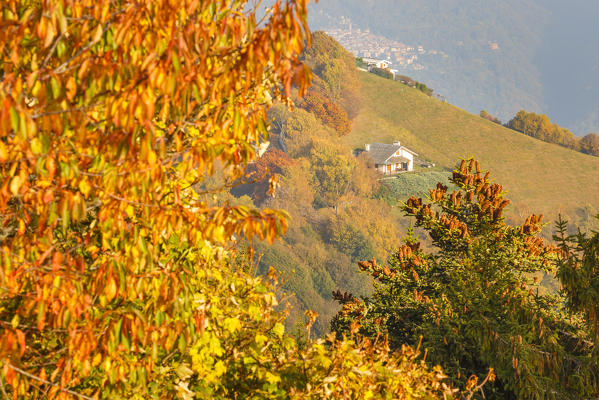 Autumn view from Bisbino mount, Como province, Lombardy, Italy, Europe