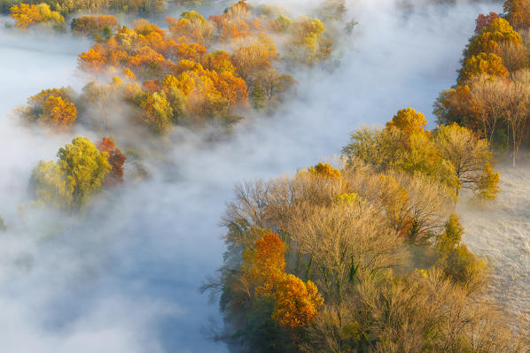 The mist of Adda river, Airuno, Lecco province, Brianza, Lombardy, Italy, Europe