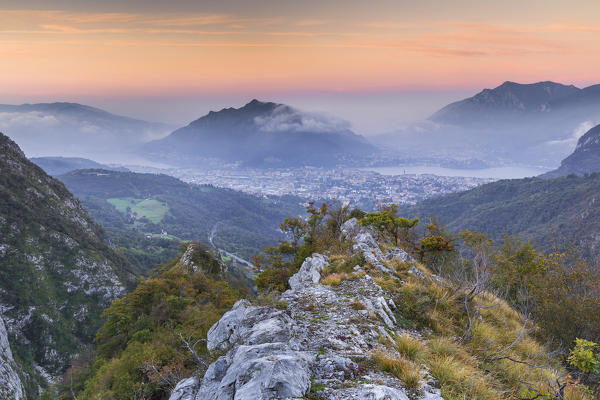 Sunrise on Lecco mountains from Morterone, Lecco province, Lombardy, Italy, Europe