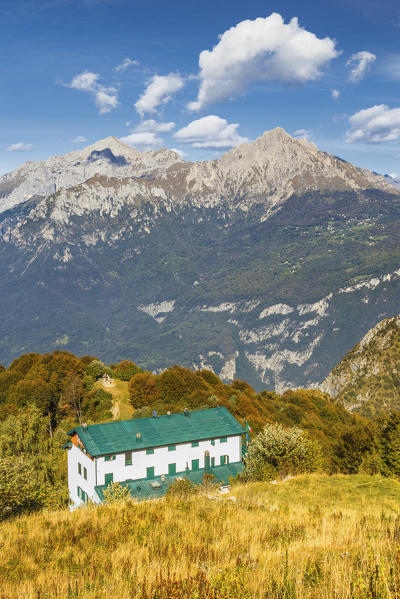 A view of Grigna group from Sev refuge, Corni di Canzo mountains, Valbrona, lake Como, Como and Lecco province, Lombardy, Italy, Europe