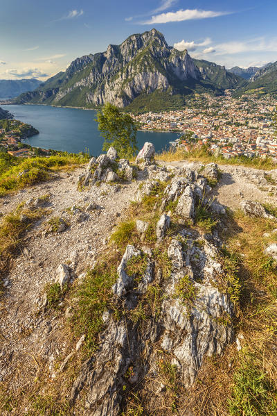 A view of lake Como (ramo di Lecco), Coltignone mount and Lecco city from Pian Sciresa, Lecco province, Lombardy, Italy, Europe