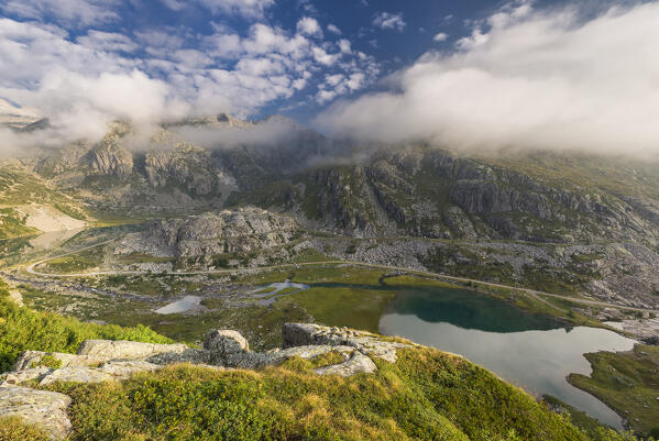Cornisello lakes (laghi di Cornisello) in a summer time, Nambrone valley (val Nambrone), Trento province, Trentino-Alto Adige, Italy, Europe