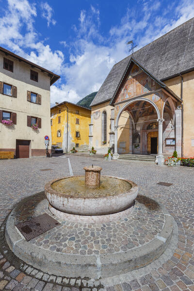 San Maria square, Pellizzano, Sole valley (val di Sole), Trento province, Trentino-Alto Adige, Italy, Europe