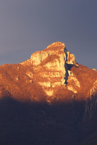 First light on Corni di Canzo mountain (Corno Orientale di Canzo), lake Como, Lecco and Como province, Lombardy, Italy, Europe