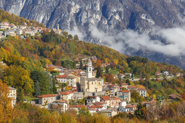 Ramponio Verna village in a autumn time. Intelvi valley (val d'Intelvi), Como province, Lombardy, Italy, Europe