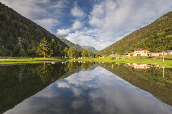 St. Leonardo lake (Laghetti San Leonardo), Vermiglio village, Sun valley (val di Sole), Trento province, Trentino alto adige, Italy, Europe