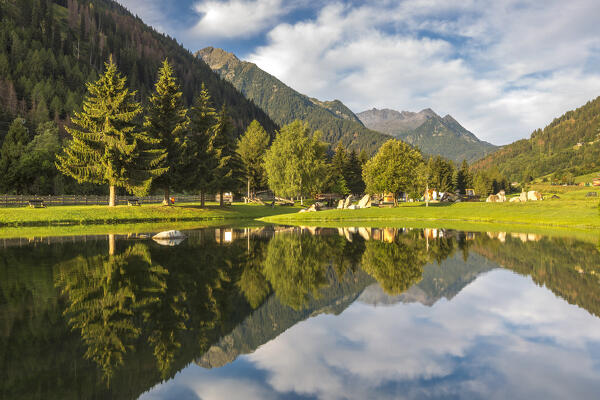 St. Leonardo lake (Laghetti San Leonardo), Vermiglio village, Sun valley (val di Sole), Trento province, Trentino alto adige, Italy, Europe