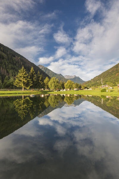 St. Leonardo lake (Laghetti San Leonardo), Vermiglio village, Sun valley (val di Sole), Trento province, Trentino alto adige, Italy, Europe