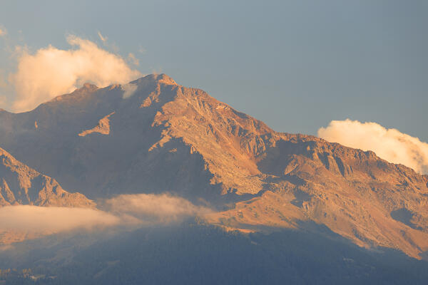 Sunrise on Vioz mount (monte Vioz), Gruppo Ortles-Cevedale alps, Rhaetian Alps, Stelvio National Park, Trento province, Trentino alto adige, Italy, Europe