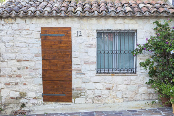 Detail of a house, Numana village, Riviera del Conero, Ancona province, Marche, Italy, Europe