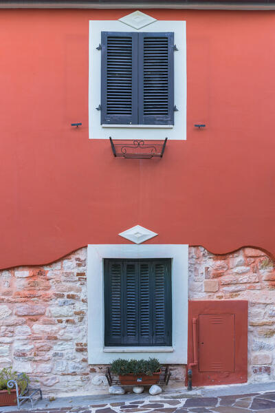 Detail of a house, Numana village, Riviera del Conero, Ancona province, Marche, Italy, Europe