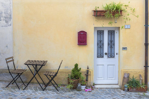 Detail of a house, Numana village, Riviera del Conero, Ancona province, Marche, Italy, Europe