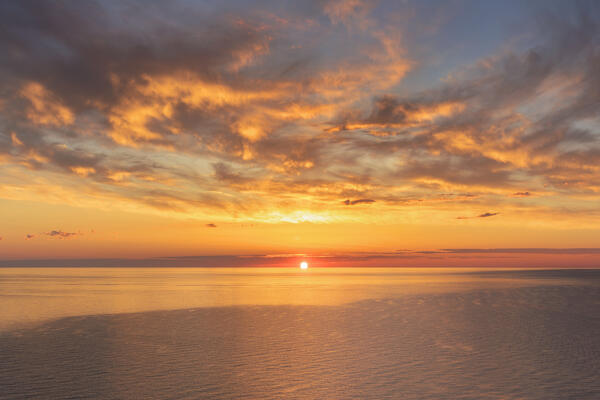 Sunrise on Adriatic sea from Numana village, Riviera del Conero, Ancona province, Marche, Italy, Europe