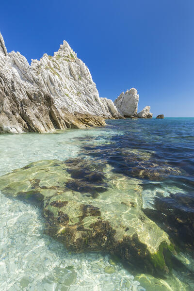 The Two Sisters beach (Spiaggia delle Due Sorelle), Sirolo, Riviera del Conero, Ancona province, Marche, Italy, Europe