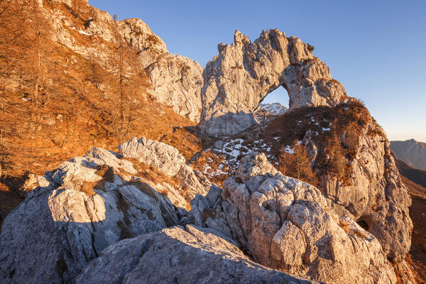 Sunset on Porta di Prada, Grigna Settentrionale, Northern Grigna Regional Park, lake Como, Lecco province, Lombardy, Italy, Europe