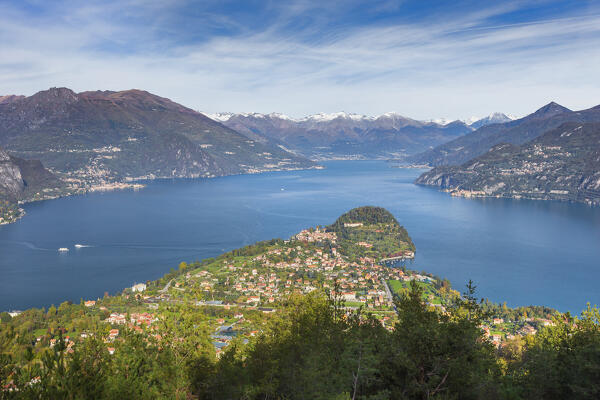 A view of Bellagio and Larian Triangle (Triangolo Lariano), lake Como, Como province, Lombardy, Italy, Europe