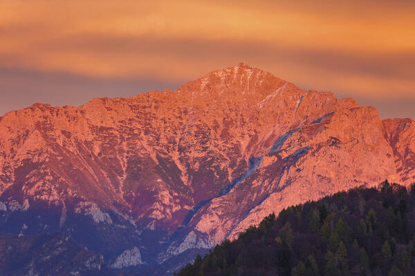 Sunset on Grigna Settentrionale (Grignone), lake Como, Lecco province, Lombardy, Italy, Europe