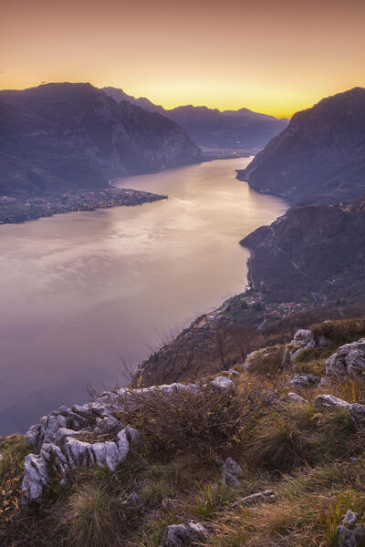 Sunrise on lake Como (ramo di Lecco), Barni, Como and Lecco province, Lombardy, Italy, Europe