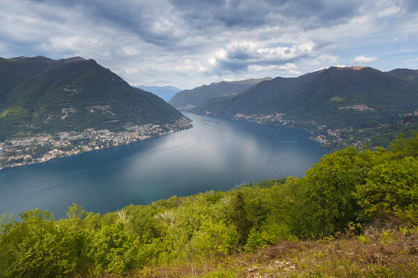 A summer view of lake Como (Ramo di Como) from Montepiatto, Torno, Como province, Lombardy, Italy, Europe
