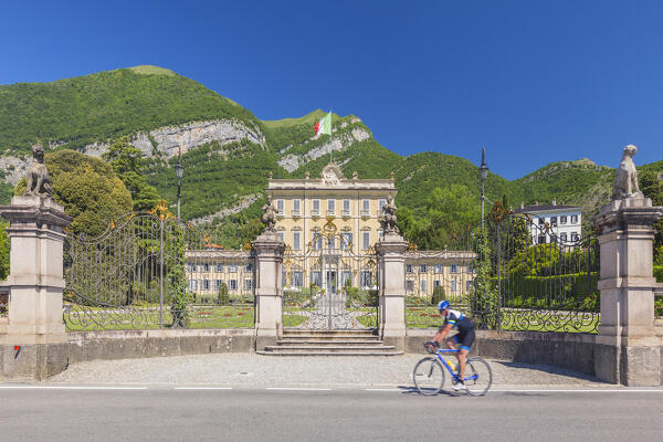 A cyclist run on the road near Villa Sola Cabiati, Tremezzo, Tremezzina, 