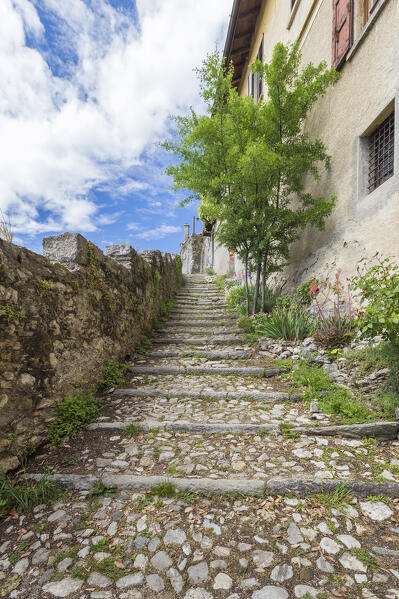 Staircase of the St. Donato hermitage (Eremo di San Donato), Como, lake Como, Lombardy, Italy, Europe
