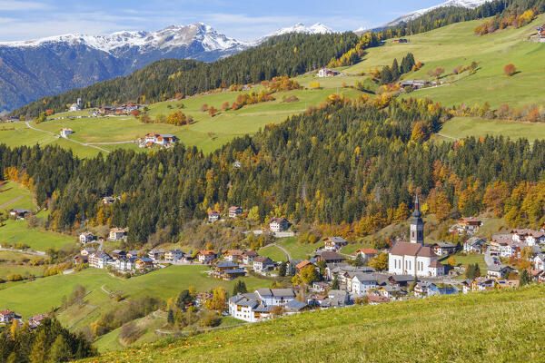St. Peter village (San Pietro), Funes valley, South Tyrol, Trentino Alto Adige, Bolzano province, Italy, Europe