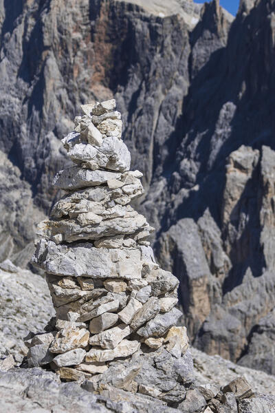 Rock piling on Cima Rosetta, Dolomites, Parco Naturale di Paneveggio Pale di San Martino, San Martino di Castrozza, Trentino alto adige, Italy, Europe