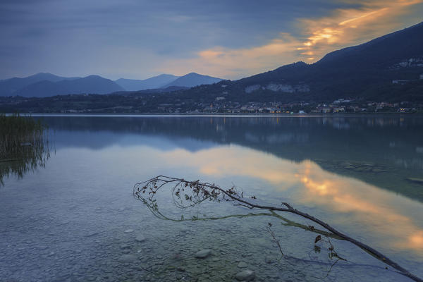 Sunset on lake Pusiano, Como province, Brianza, Lombardy, Italy, Europe